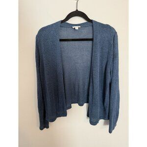 J Jill Pure Jill Cardigan Sweater Womens Large Blue Open Front Beachy Cozy Boho